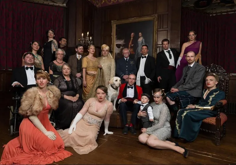 Group of murder mystery characters in period costume